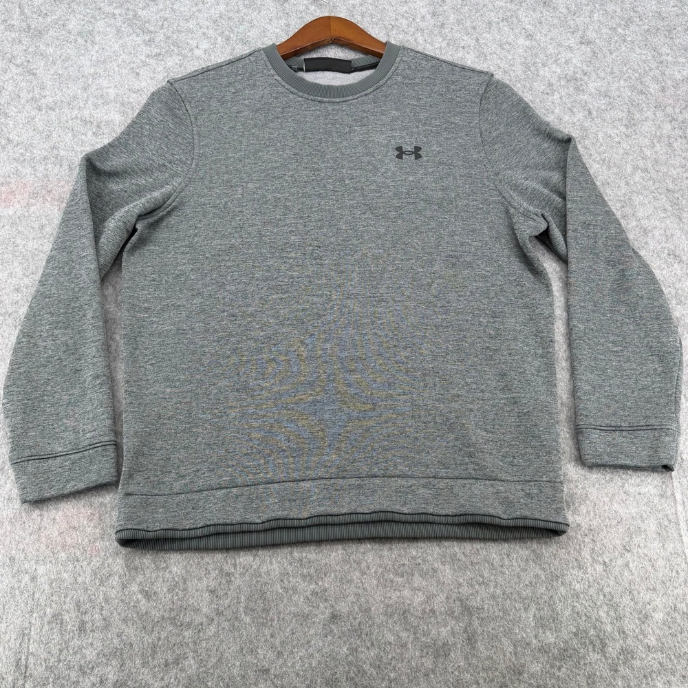Under Armour Golf ColdGear Sweatshirt Mens Large Gray Heathered Crew Neck Loose